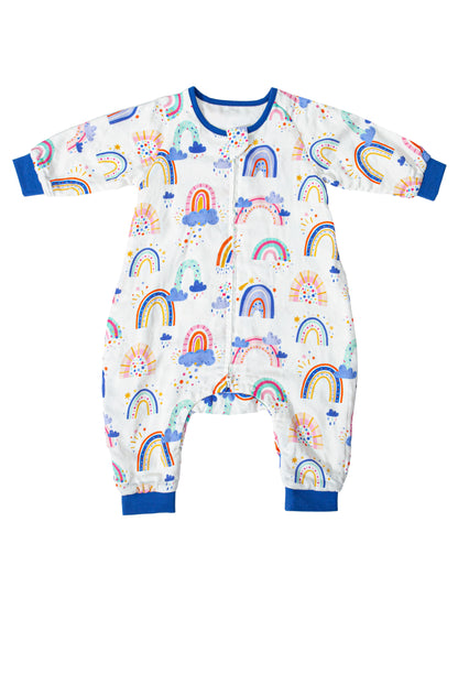 Wholesale Long Sleeves Baby Cotton Fabric Rainbow Color Sleeping Bag White Label Manufacturer