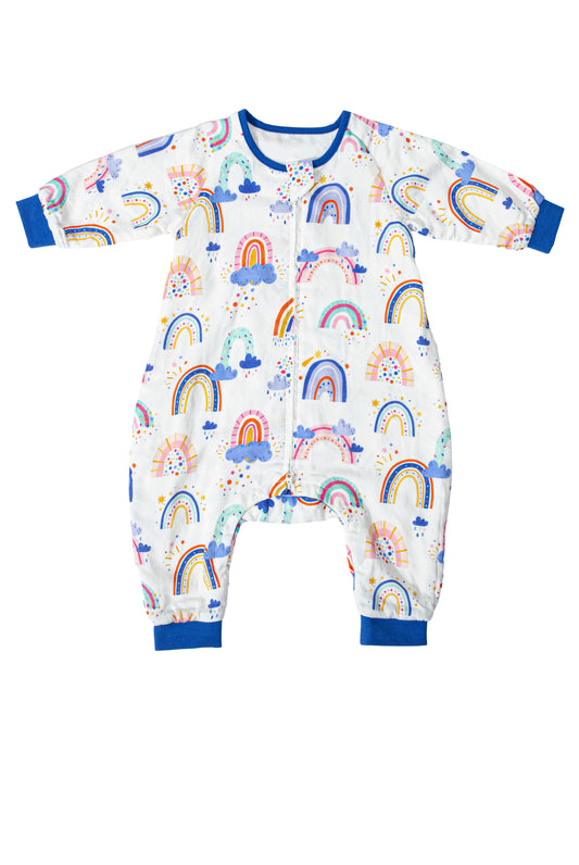 Wholesale Long Sleeves Baby Cotton Fabric Rainbow Color Sleeping Bag White Label Manufacturer