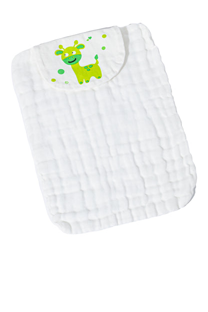 Wholesale Cotton Gauze Green Bear Pattern Baby Sweat Towel White Label Manufacturer