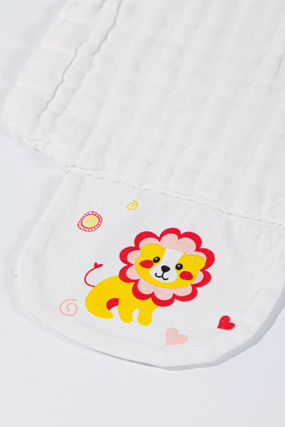 Wholesale Cotton Gauze Yellow Lions Pattern Baby Sweat Towel White Label Manufacturer