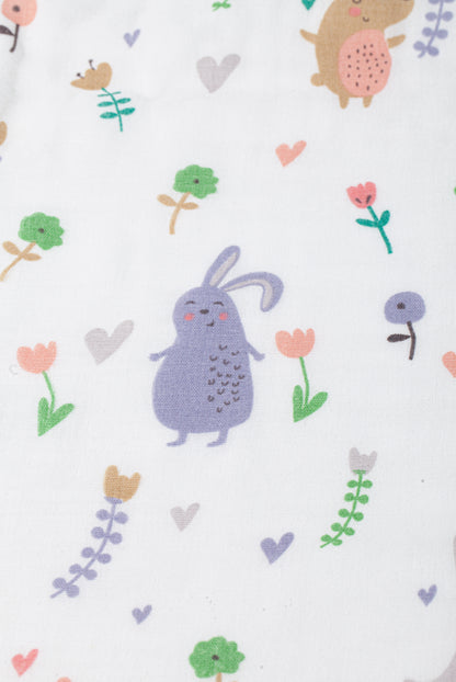 Wholesale High Density Cotton Gauze Rabbit Pattern Bath Towel White Label Manufacturer