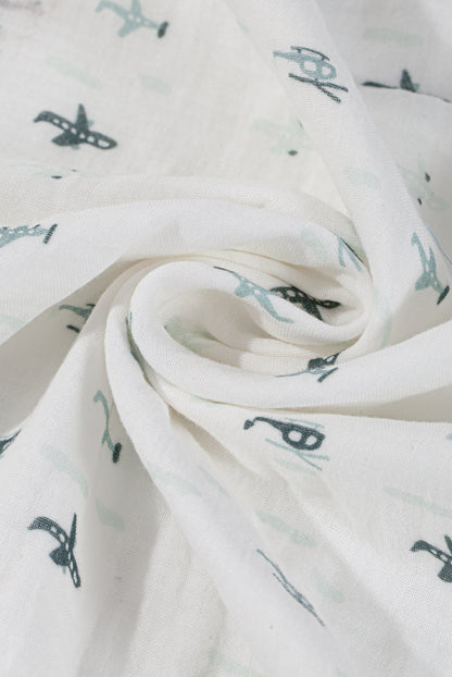 Wholesale Cotton Gauze Bath Towel Four-Layers Cotton Gauze Hook Edge Baby Bath Towel White Green Dot Color White Label Manufacturer