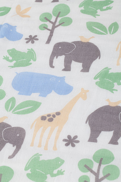 Wholesale High Density Cotton Gauze Elephant Pattern Bath Towel White Label Manufacturer
