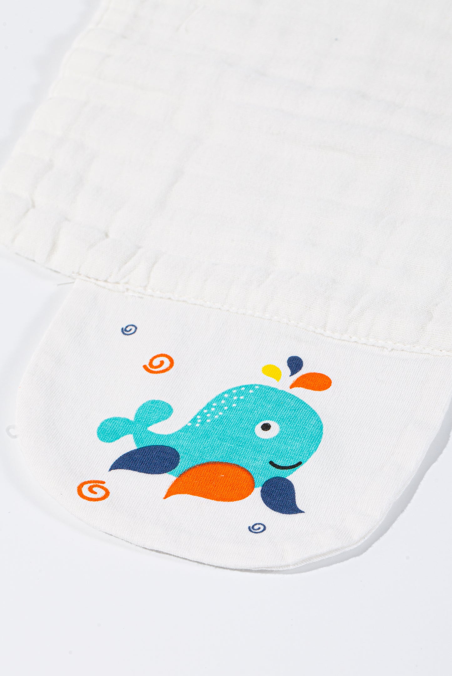 Wholesale Cotton Gauze Blue Fish Pattern Baby Sweat Towel White Label Manufacturer