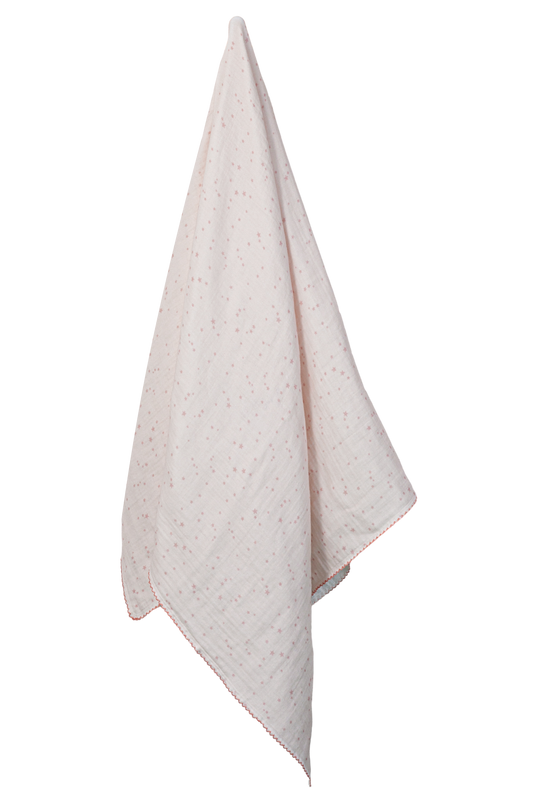 Wholesale Cotton Gauze Bath Towel Four-Layers Cotton Gauze Hook Edge Baby Bath Towel White Red Dot Color White Label Manufacturer