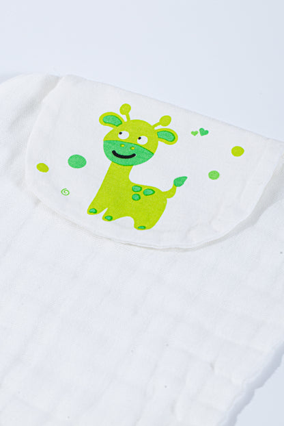 Wholesale Cotton Gauze Green Bear Pattern Baby Sweat Towel White Label Manufacturer