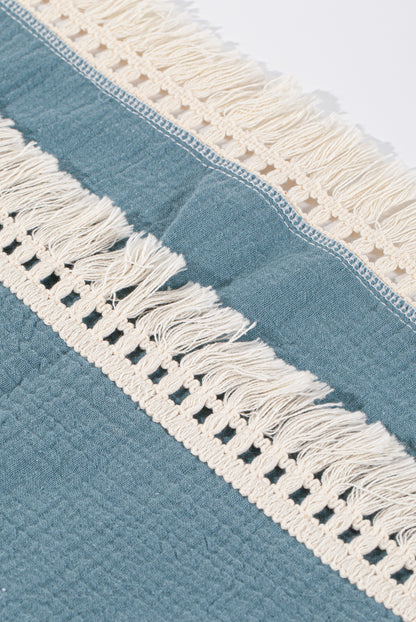 Wholesale 100% Cotton Gauze Baby Blanket with Tassel Lace White Label Manufacturers