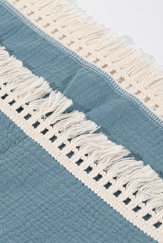 Wholesale 100% Cotton Gauze Baby Blanket with Tassel Lace White Label Manufacturers