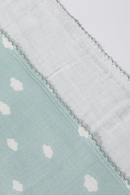 Wholesale Cotton Gauze Bath Towel Four-Layers Cotton Gauze Hook Edge Baby Bath Towel White Green White Dot Color White Label Manufacturer