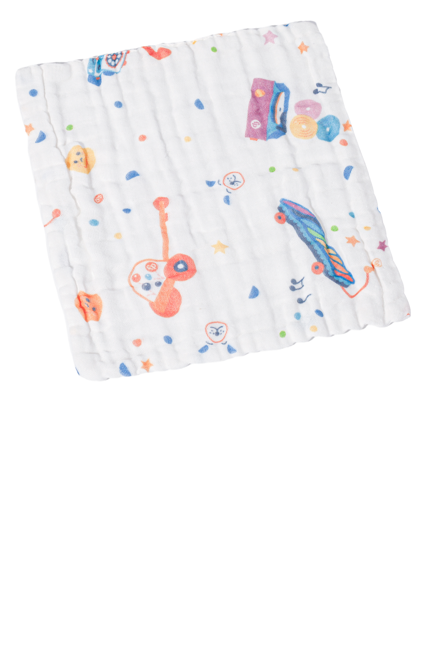 Wholesale Cotton Gauze Guitar Pattern Baby Handkerchief White Label Manufacturer