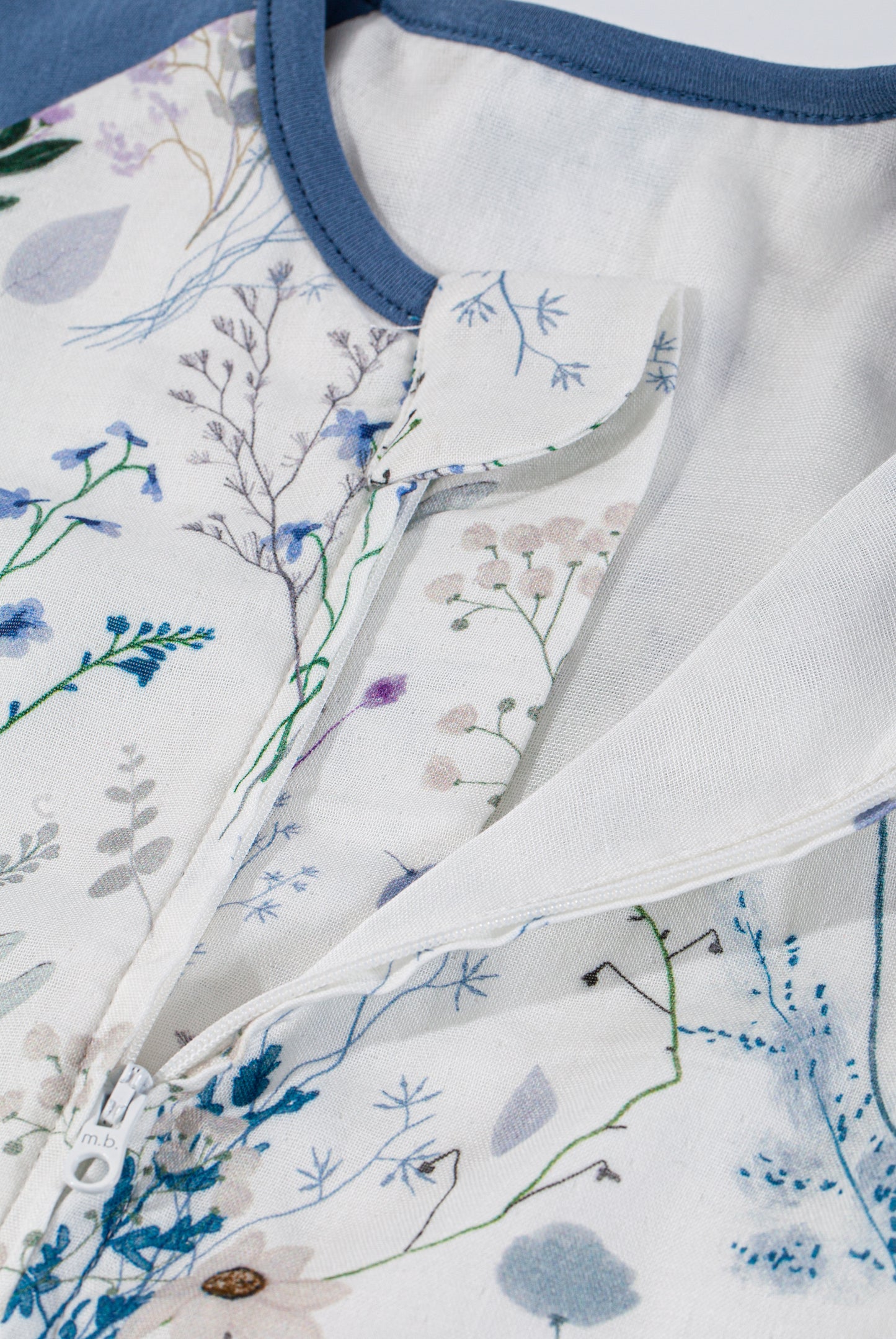 Wholesale Long Sleeves Baby Cotton Fabric Blue Color Sleeping Bag White Label Manufacturer