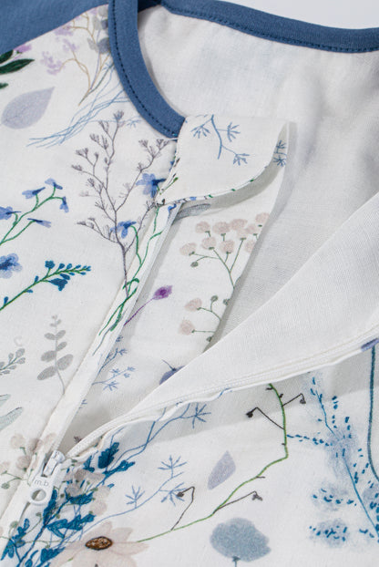 Wholesale Long Sleeves Baby Cotton Fabric Blue Color Sleeping Bag White Label Manufacturer