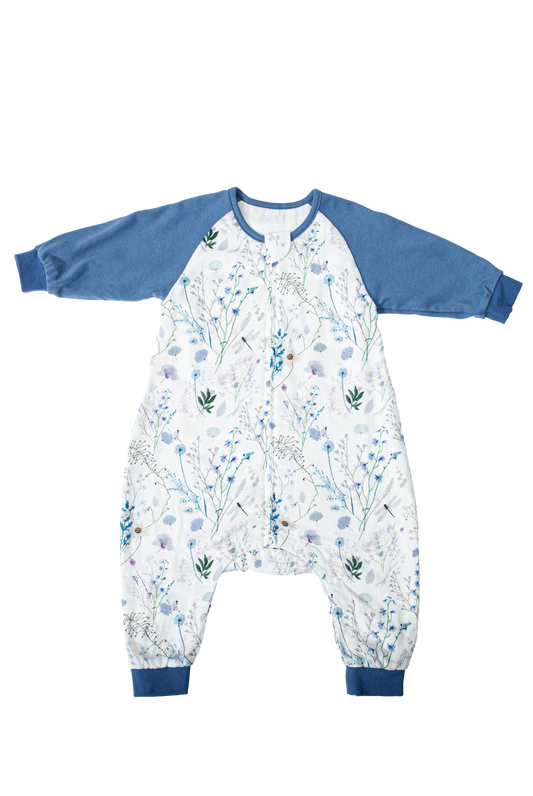 Wholesale Long Sleeves Baby Cotton Fabric Blue Color Sleeping Bag White Label Manufacturer
