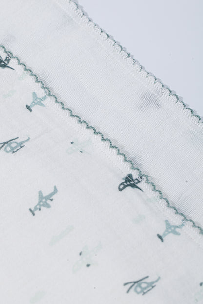 Wholesale Cotton Gauze Bath Towel Four-Layers Cotton Gauze Hook Edge Baby Bath Towel White Green Dot Color White Label Manufacturer