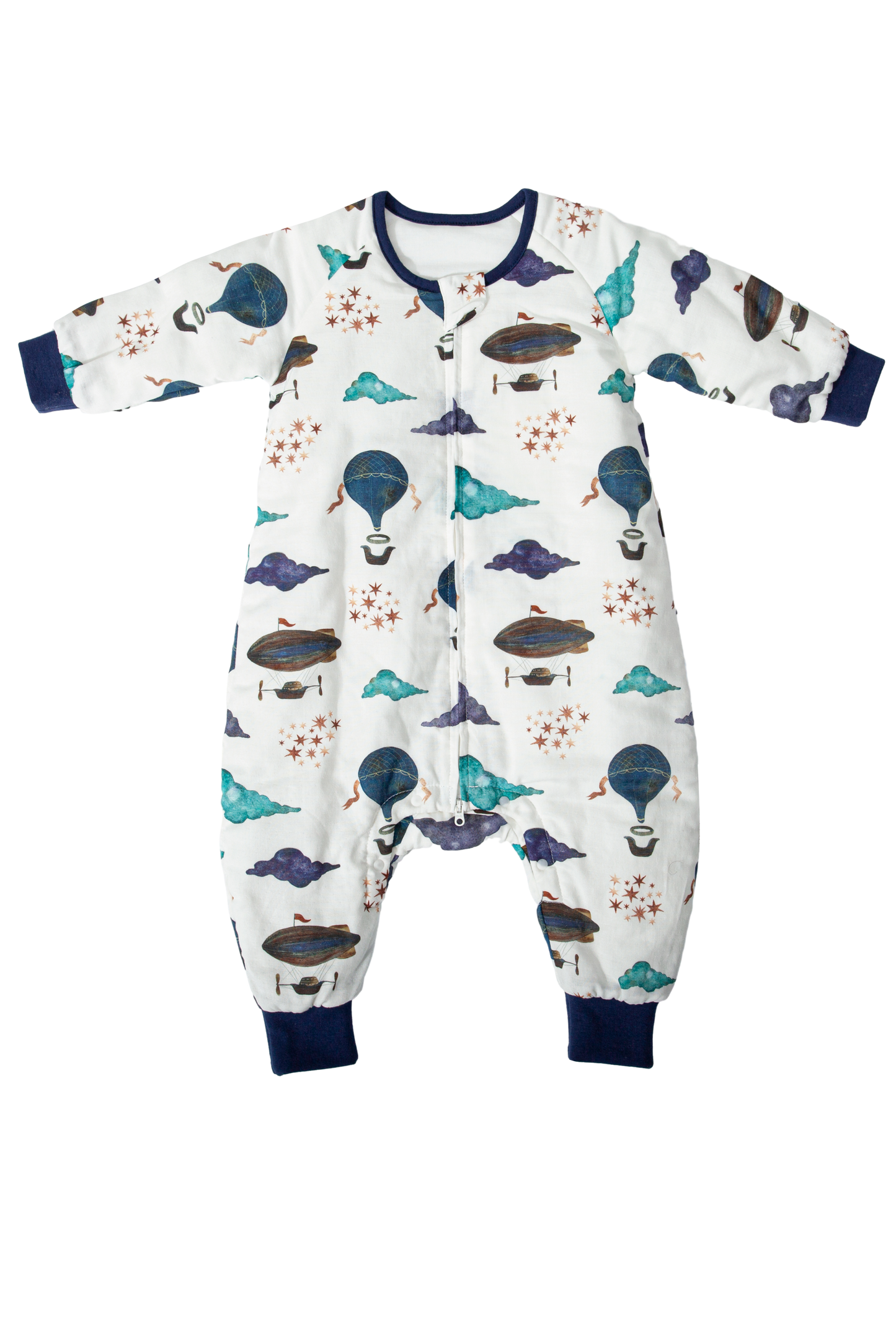 Wholesale Long Sleeves Baby Quilted Blue Tailor Sleeping Bag White Label Manufacturer