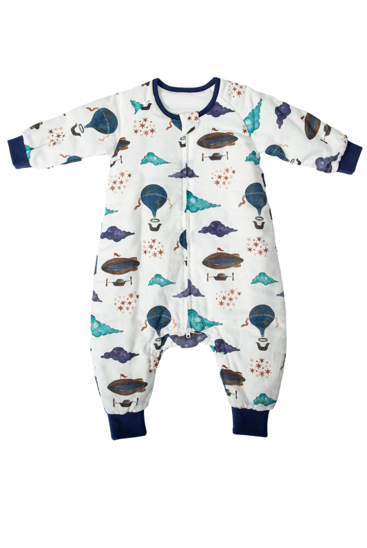 Wholesale Long Sleeves Baby Quilted Blue Tailor Sleeping Bag White Label Manufacturer