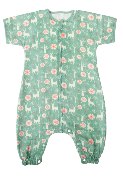 Wholesale Short-Sleeve Cotton Baby Green Color Sleeping Bag White Label Manufacturer